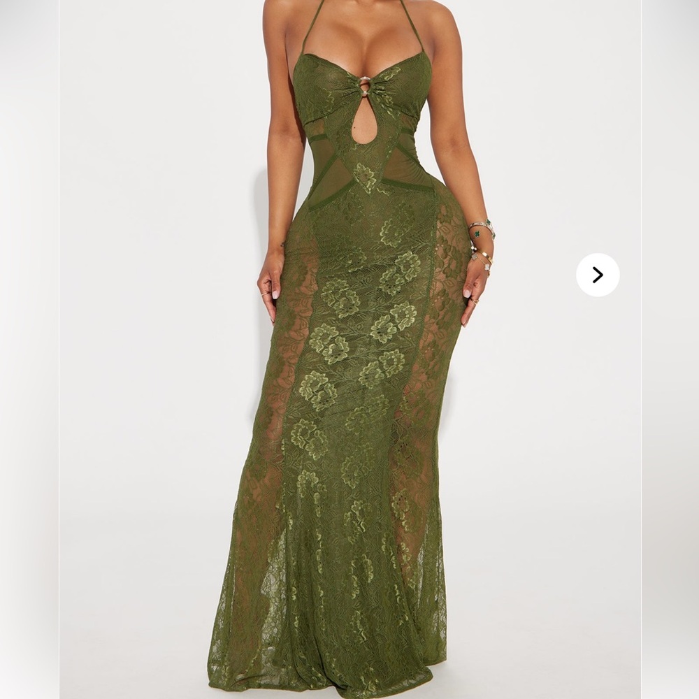 Chic Olive Lace Halter Dress